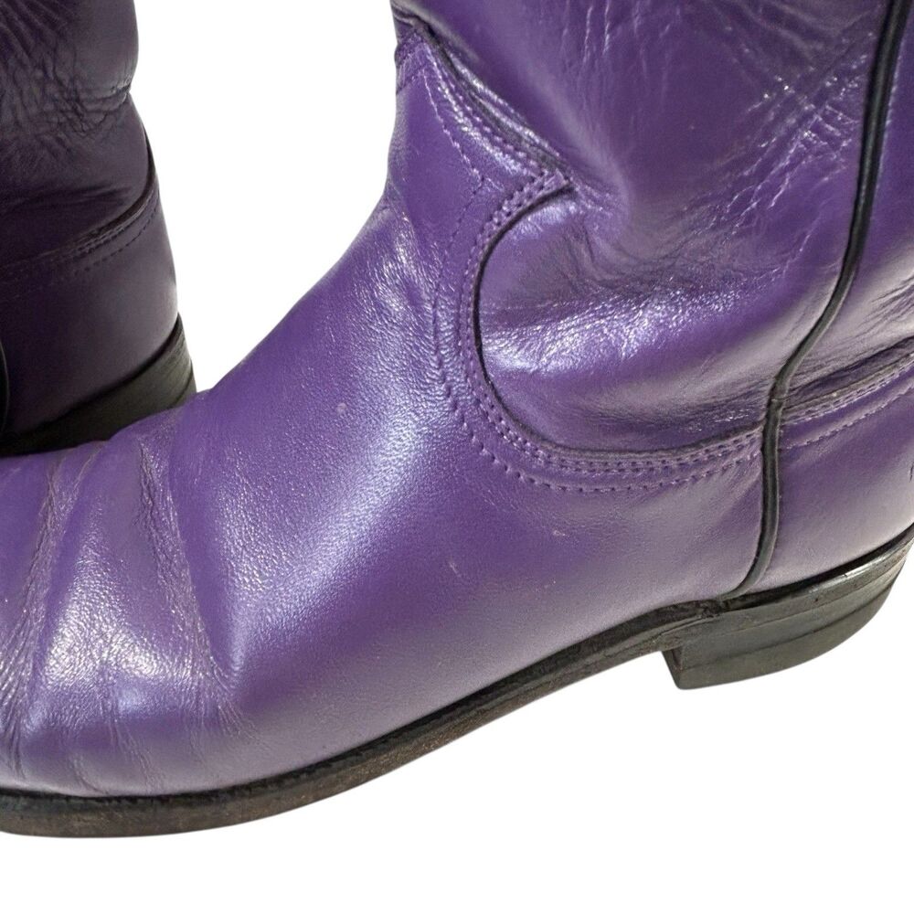 Tracy Byrd & Lee Roy Parnell Signed Justin Roper Purple Boots Vintage 1990s-Sz 8 - Picture 8 of 16